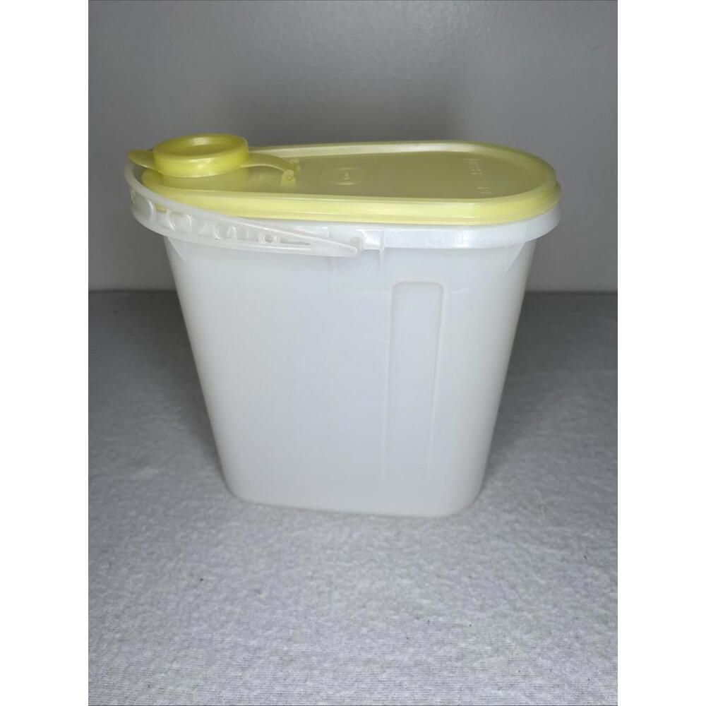 Tupperware #593-2 Vintage Clear & Yellow Storage Container w/Lid & Flip-Top
